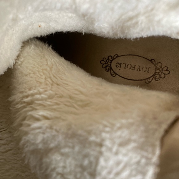 Joyfolie Willowbark Fringe Boots Youth Knee-High Suede Faux Fur Lining Cowgirl - Picture 11 of 11